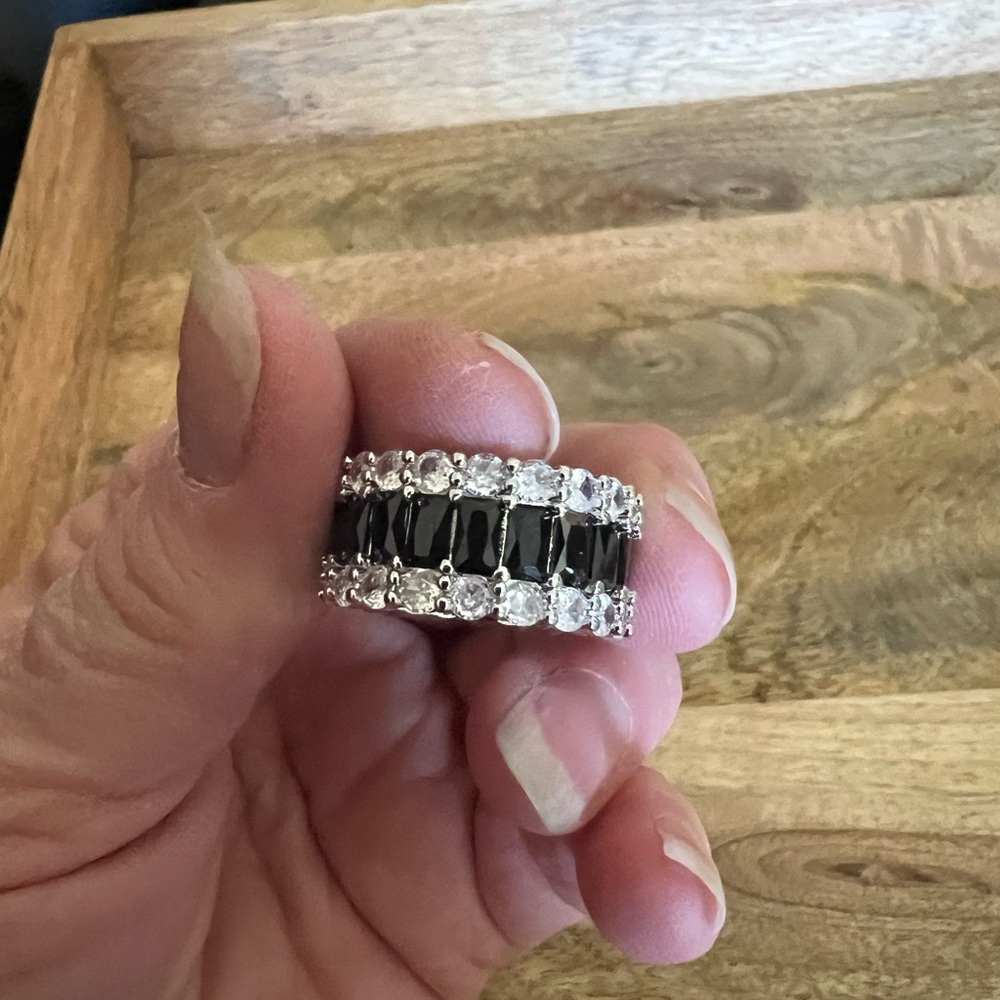 Black-Clear band Ring size 7